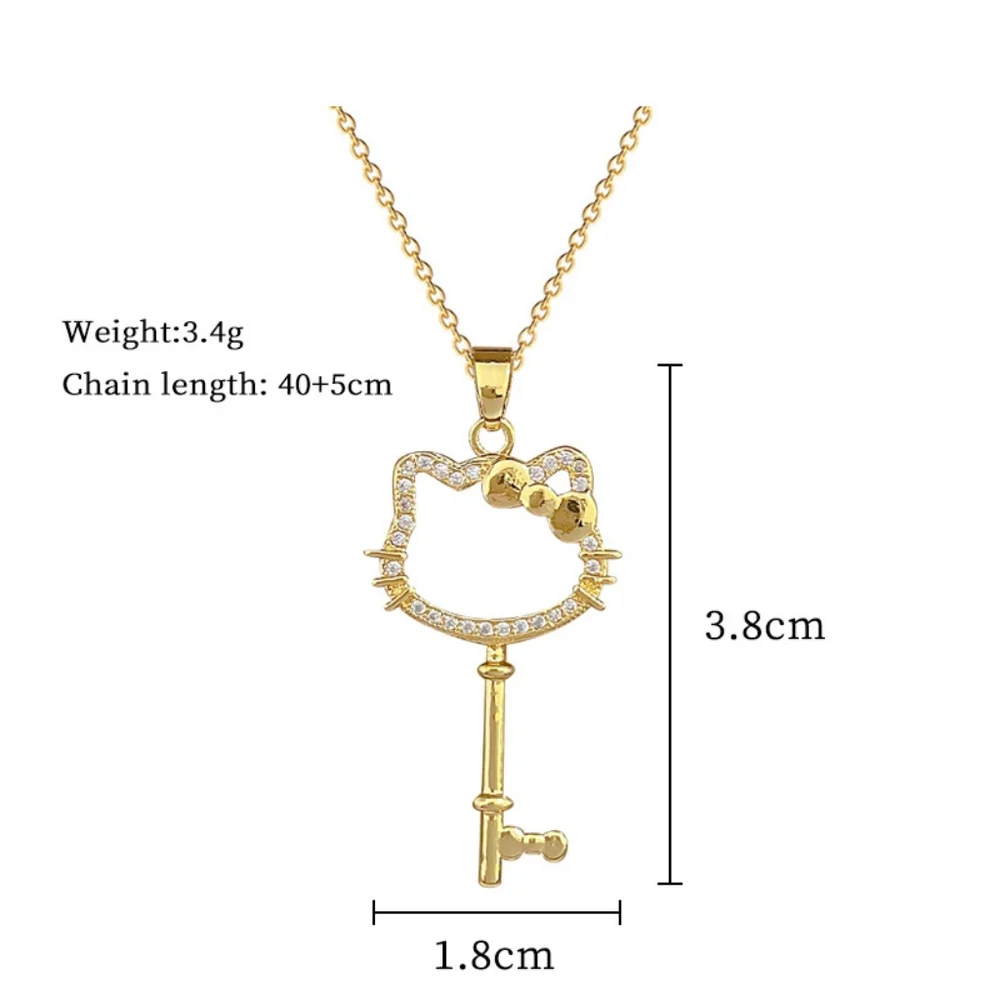 14k gold hello kitty key diamond necklace - Picture 6 of 6